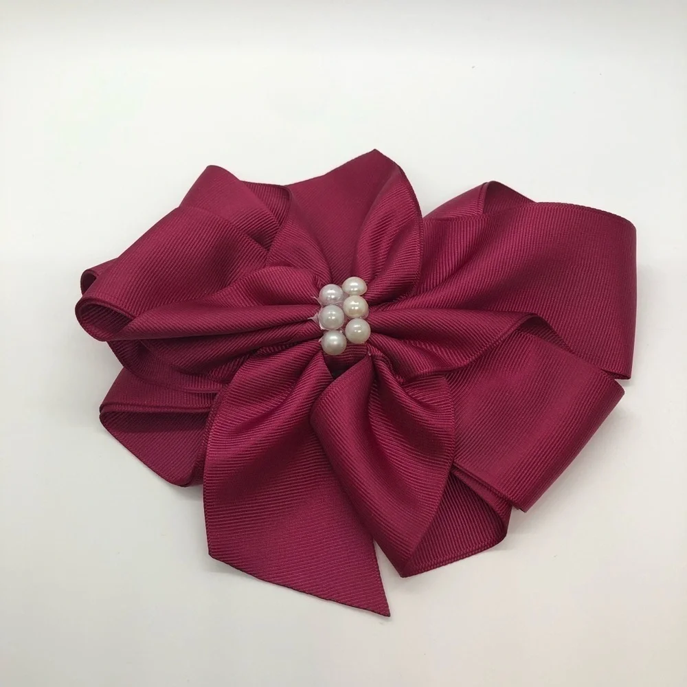 Joshelin Girls Burgundy Pearl Oversized Bow